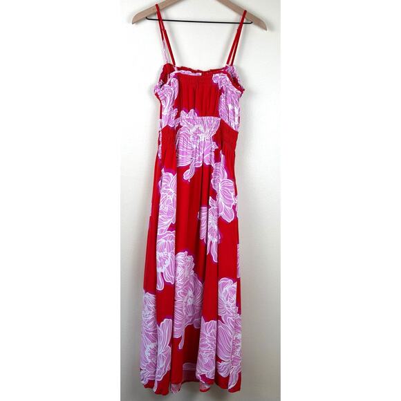 Petal & Pup Sybel Midi Dress Size Medium in Red Pink Floral - Picture 14 of 16